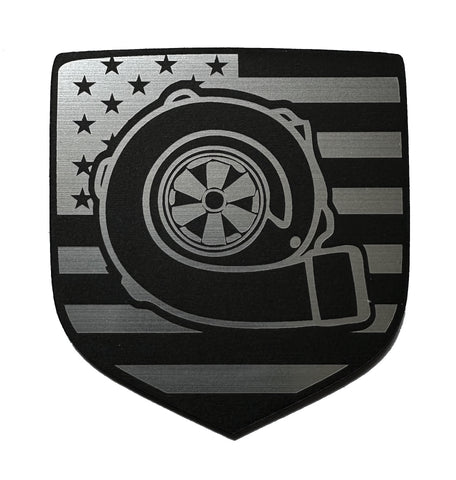 Dodge USA Flag American Turbo Front Badge Black (Choose Model)