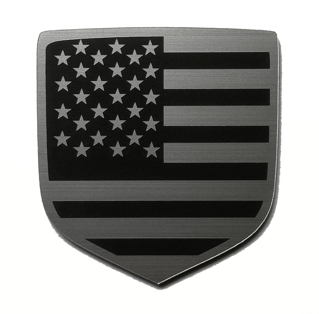 Dodge USA Flag American Rear Badge Silver/Black (Choose Model)